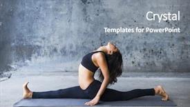  Presentation with brick wall - PPT theme enhanced with woman practicing yoga background and a gray colored foreground