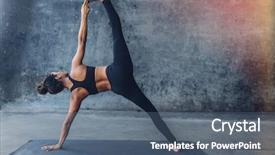  Presentation with yoga - Amazing PPT theme having woman practicing yoga backdrop and a ocean colored foreground