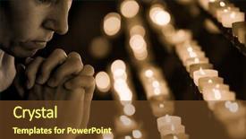  Presentation with church - Colorful presentation design enhanced with woman praying in church backdrop and a tawny brown colored foreground