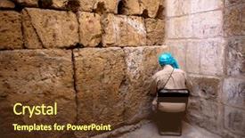  Presentation with jerusalem - Colorful presentation theme enhanced with woman praying in jerusalem backdrop and a tawny brown colored foreground