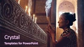  Presentation with incense - Amazing presentation design having woman praying with incense sticks backdrop and a tawny brown colored foreground
