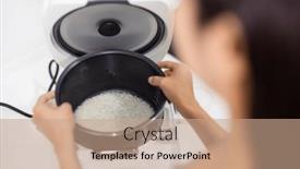  Presentation with jasmine - Slide deck having woman-prepare-to-cook-jasmine background and a  colored foreground