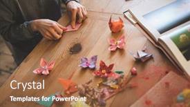  Presentation with craft - Slides enhanced with woman-preparing-a-paper-craft background and a red colored foreground