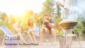  Presentation with food grill - Theme enhanced with woman-preparing-food-in-barbecue background and a lemonade colored foreground