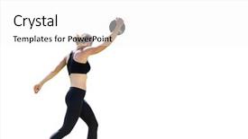  Presentation with discus throw - PPT layouts with woman preparing her discus throw background and a white colored foreground