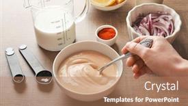  Presentation with taco - Cool new theme with woman preparing sauce for fish taco in kitchen backdrop and a coral colored foreground