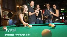  Presentation with asian - Presentation having woman preparing to hit pool background and a ocean colored foreground