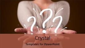  Presentation with question marks - Presentation theme consisting of woman presenting hand drawn question background and a red colored foreground