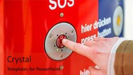  Presentation with finder - Slide deck enhanced with woman pressing sos emergency button background and a red colored foreground