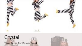  Presentation with white - Theme enhanced with woman prisoner isolated on white background and a light gray colored foreground