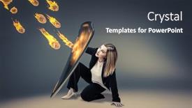  Presentation with fiery - Presentation with woman-protects-herself background and a  colored foreground
