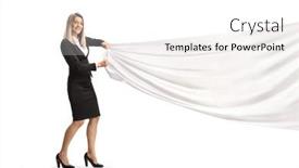  Presentation with white - Slides featuring woman-pulling-a-white-piece background and a white colored foreground
