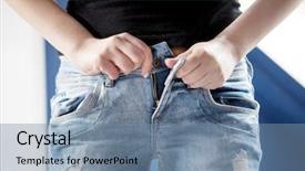  Presentation with jeans - Cool new presentation theme with woman pulling on tight jeans backdrop and a  colored foreground