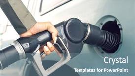  Presentation with black woman at gas station - PPT theme featuring woman pumping gas close up background and a seafoam green colored foreground