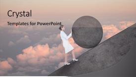  Presentation with rock - Cool new slide deck with woman pushing rolling round rock backdrop and a  colored foreground