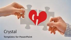  Presentation with heart puzzle - Colorful slides enhanced with woman put the red heart backdrop and a light gray colored foreground