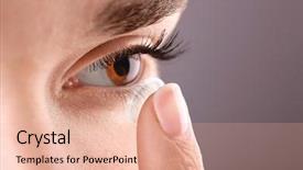  Presentation with contact lens - Audience pleasing PPT theme consisting of putting contact lens in her backdrop and a lemonade colored foreground