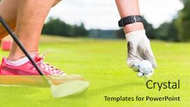  Presentation with golf - Cool new theme with woman putting golf ball backdrop and a yellow colored foreground