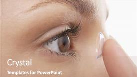  Presentation with contact lens - Theme featuring woman putting in contact background and a coral colored foreground