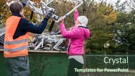  Presentation with scrap metal - Presentation design enhanced with putting lots of scrap metal background and a tawny brown colored foreground