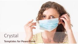  Presentation with coronavirus prevention medical - Slides featuring woman-putting-on-a-medical background and a lemonade colored foreground