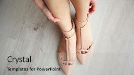  Presentation with shoes - Amazing slides having woman putting on high heel backdrop and a light gray colored foreground