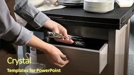  Presentation with man and woman divorce drawing - Amazing presentation theme having woman putting silverware into drawer backdrop and a tawny brown colored foreground