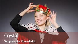  Presentation with queen - Slides enhanced with woman queen businesswoman in funny background and a tawny brown colored foreground