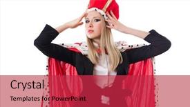  Presentation with queen - Slides enhanced with woman queen in funny concept background and a red colored foreground