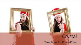  Presentation with queen - Cool new slide set with woman queen in funny concept backdrop and a red colored foreground