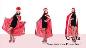  Presentation with queen - Beautiful PPT layouts featuring woman queen in funny concept backdrop and a coral colored foreground