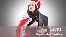  Presentation with queen - Slide deck consisting of woman queen in funny concept background and a gray colored foreground