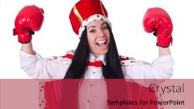  Presentation with queen - Colorful PPT theme enhanced with woman queen with boxing gloves backdrop and a red colored foreground
