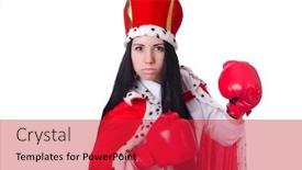  Presentation with queen - Audience pleasing PPT theme consisting of woman queen with boxing gloves backdrop and a red colored foreground