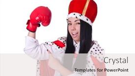  Presentation with queen - Colorful theme enhanced with woman queen with boxing gloves backdrop and a white colored foreground