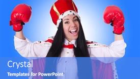  Presentation with queen - Audience pleasing slide deck consisting of woman queen with boxing gloves backdrop and a cobalt blue colored foreground