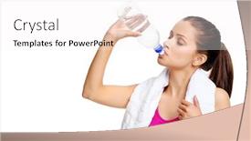  Presentation with water bottle - PPT theme having woman-quenches-thirst-with-water background and a white colored foreground