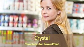  Presentation with refrigerator - Theme with woman reaching for products background and a tawny brown colored foreground