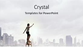  Presentation with goal - Audience pleasing slide deck consisting of woman reaching hand up backdrop and a white colored foreground