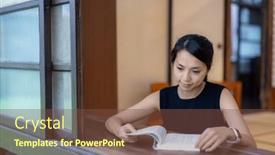  Presentation with book - Presentation theme enhanced with woman-read-a-book background and a tawny brown colored foreground