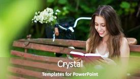  Presentation with kids reading book - Audience pleasing PPT layouts consisting of woman reading book on park backdrop and a coral colored foreground