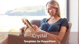  Presentation with book - Slide deck consisting of woman-reading-book-relaxing background and a tawny brown colored foreground