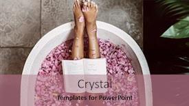  Presentation with flower woman - Beautiful presentation theme featuring woman-reading-book-while-relaxing backdrop and a coral colored foreground