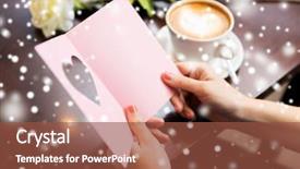  Presentation with valentines day - Audience pleasing slides consisting of woman reading greeting card backdrop and a tawny brown colored foreground