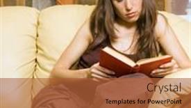  Presentation with novel - Theme consisting of woman reading novel at home background and a red colored foreground