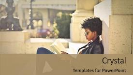  Presentation with outdoors - Presentation enhanced with woman reading outdoors background and a coral colored foreground