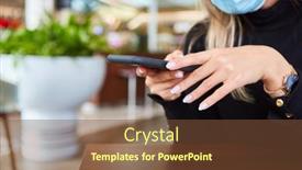  Presentation with smartphone app - Slide deck consisting of woman-reads-text-message background and a tawny brown colored foreground