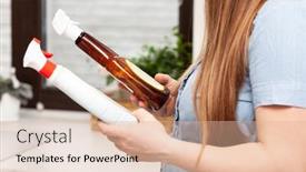  Presentation with products supermarket - Cool new PPT theme with woman-reads-the-composition backdrop and a lemonade colored foreground