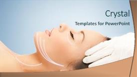  Presentation with cosmetic - Audience pleasing presentation consisting of woman ready for cosmetic surgery backdrop and a sky blue colored foreground