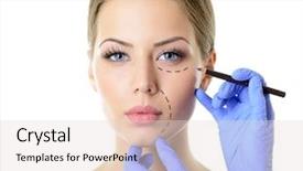  Presentation with cosmetic - PPT theme featuring woman ready for cosmetic surgery background and a lemonade colored foreground